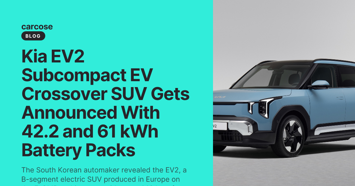 Kia EV2 Subcompact EV Crossover SUV Gets Announced With 42.2 and 61 kWh ...